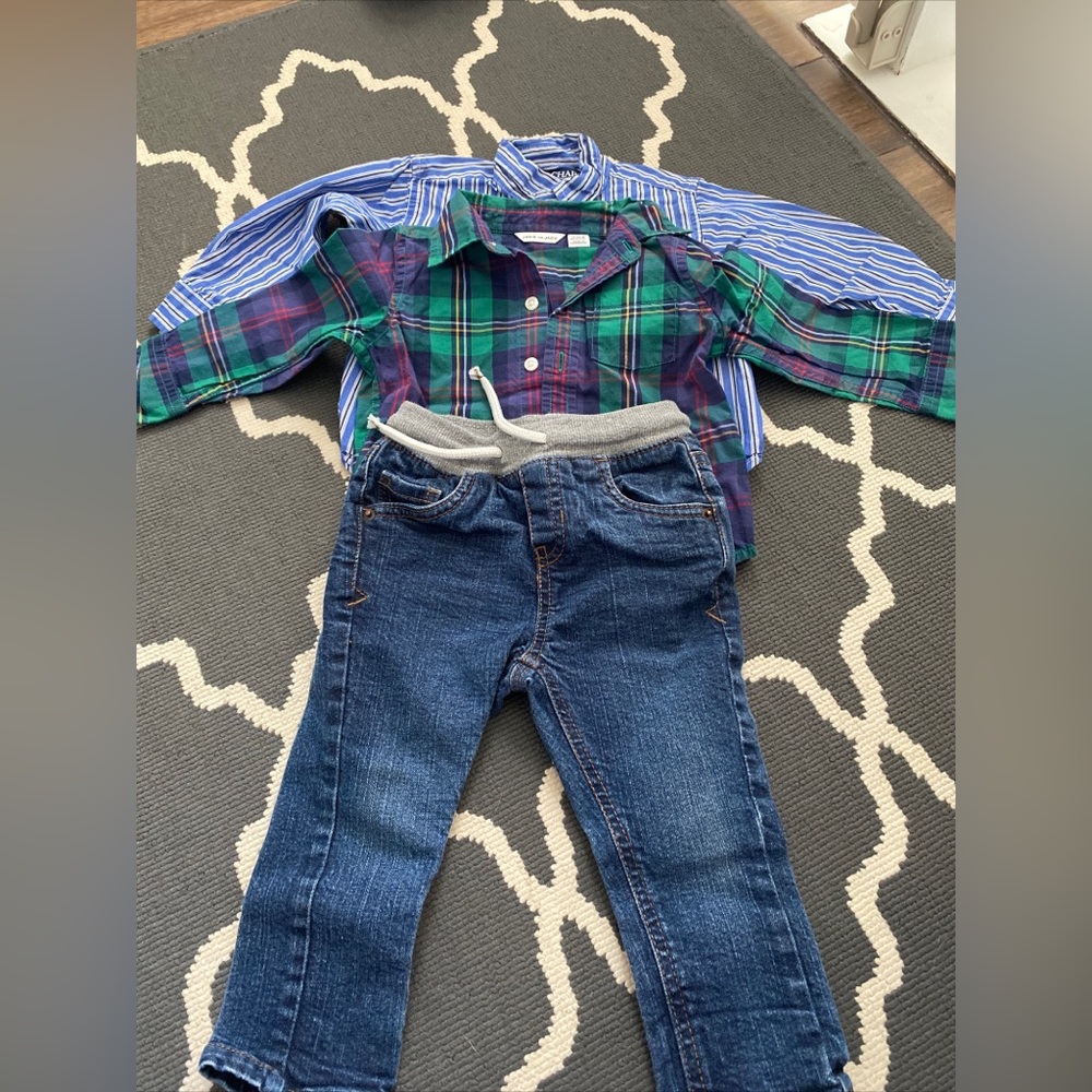 kids clothes Jeans And Dress Shirt Size 12-18 Months EUC
